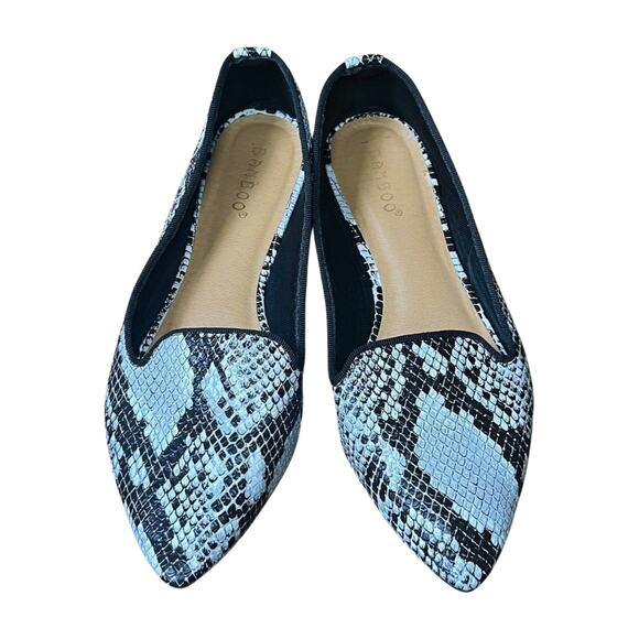 Bamboo Snakeskin Print Pointed Toe Flats 7.5 Loafers Y2K Slip On Shoe mobwife - Picture 6 of 11